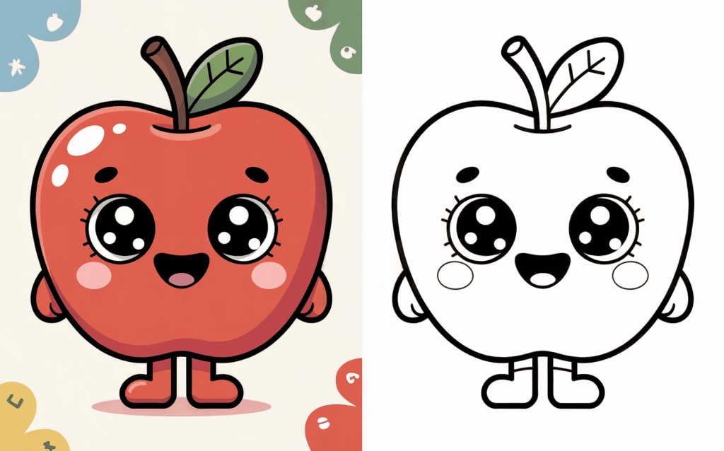 kawaii fruit coloring page