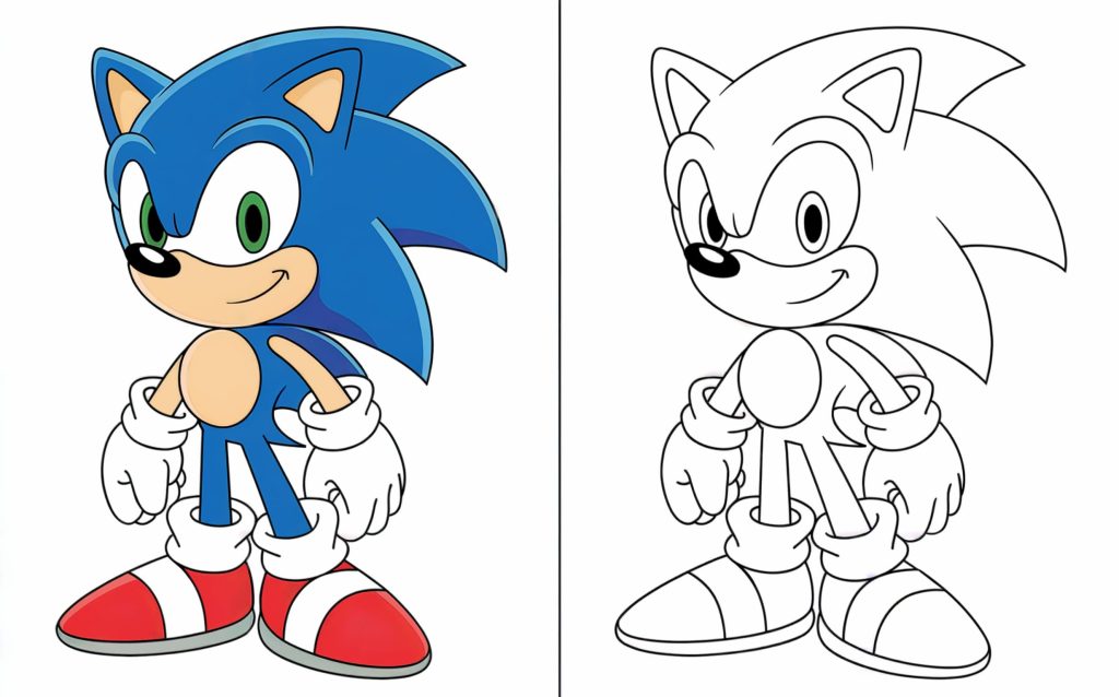 Sonic stands in a relaxed position with a gentle smile.