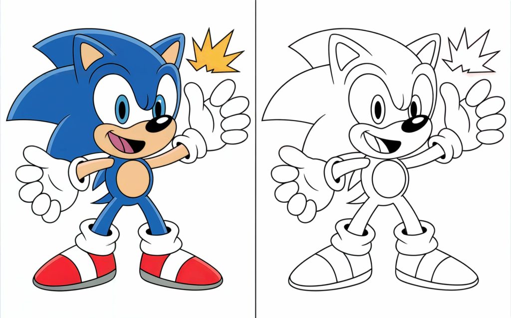 Sonic opens his arms wide in a friendly and welcoming pose.