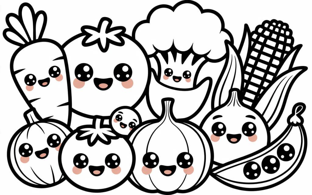 kawaii vegitable coloring page